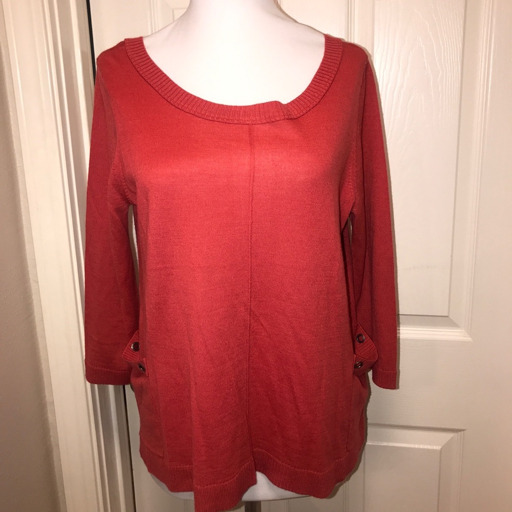 Caslon Sweater, Coral w| Back Zipper, medium‎